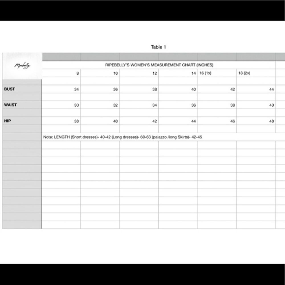 Women's Size Chart